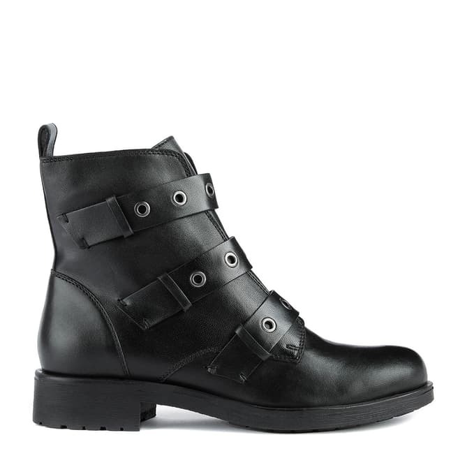 Geox Black Leather Rawelle Ankle Boot