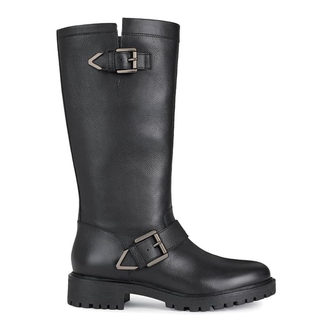 Geox Black Leather Hoara Long Boot