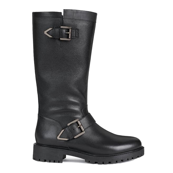 Geox Black Leather Hoara Long Boot