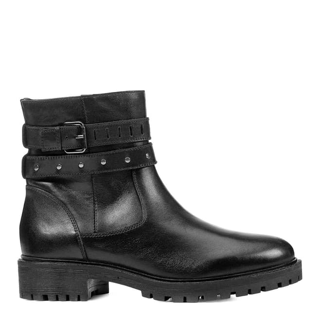 Geox Black Leather Hoara Ankle Boot