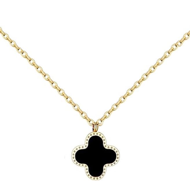 Liv Oliver 18K Gold Black & White Reversible Pendant Necklace