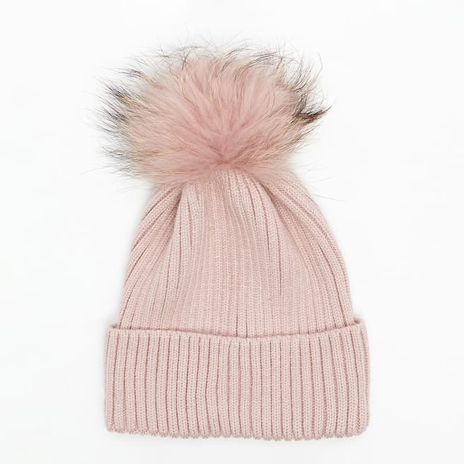 Laycuna London Faux Fur Pom Pom Premium Hat Dusty Pink