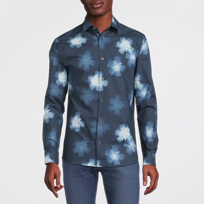 Ted Baker Blue Cabra Floral Cotton Shirt