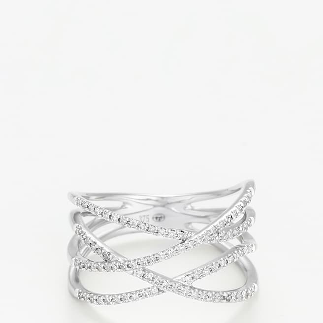 Diamantini Silver Diamond Cross Ring