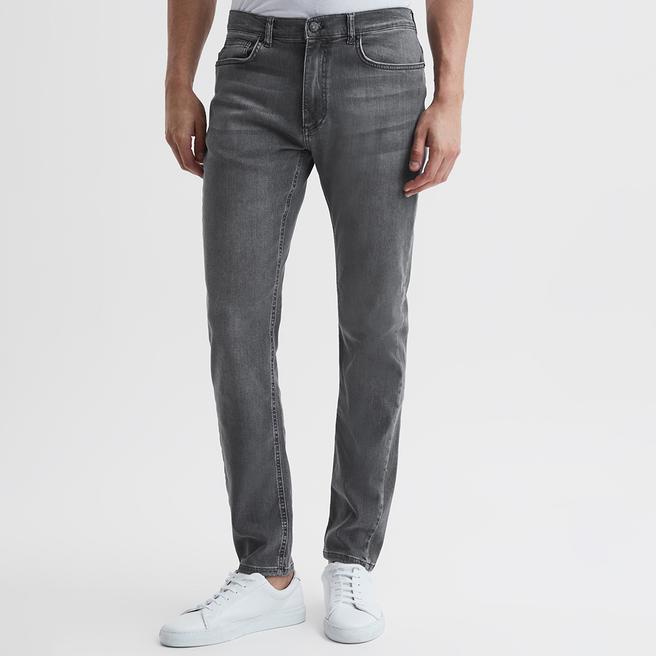 Reiss Washed Black Harry Skinny Stretch Jeans