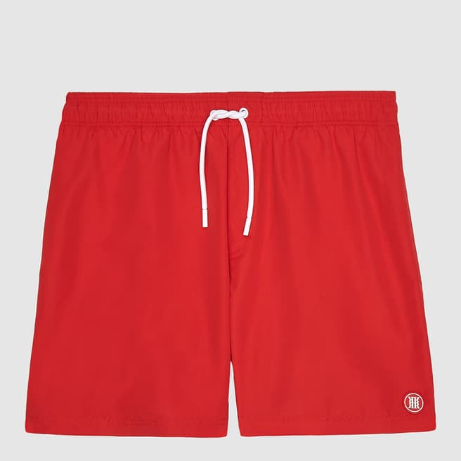 Reiss Red Wave Drawstring Swimming Trunks