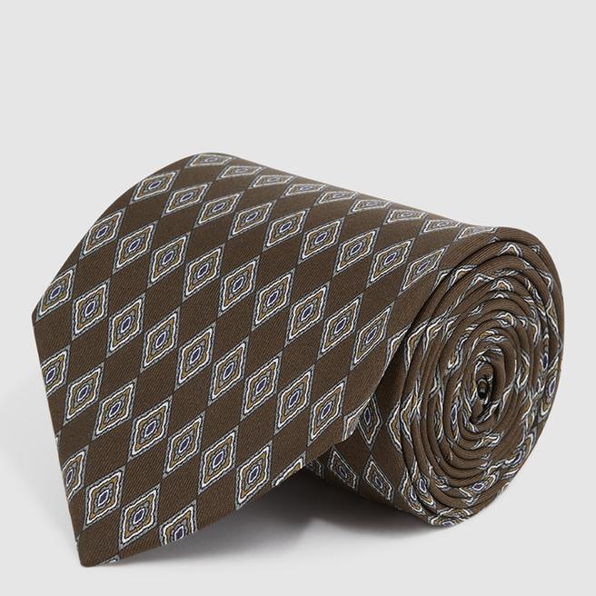 Reiss Brown Monza-Retro Abstract Silk Tie
