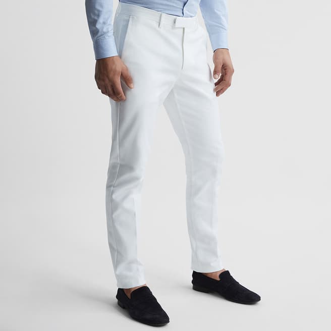 Reiss White Eastbury Chino Slim Fit Trousers
