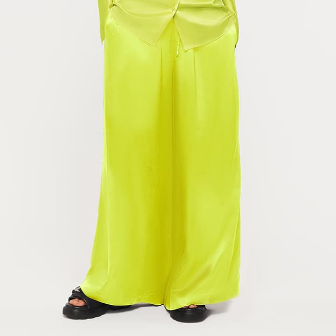 Ginia Lime Green Adele Silk Trousers