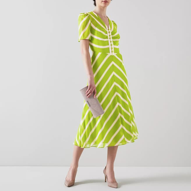 L K Bennett Lime Holzer Silk Midi Dress