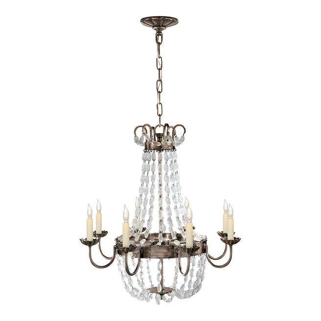 Chapman & Myers for Visual Comfort & Co. Medium Paris Flea Market Chandelier in Sheffield Silver and Seeded Glass