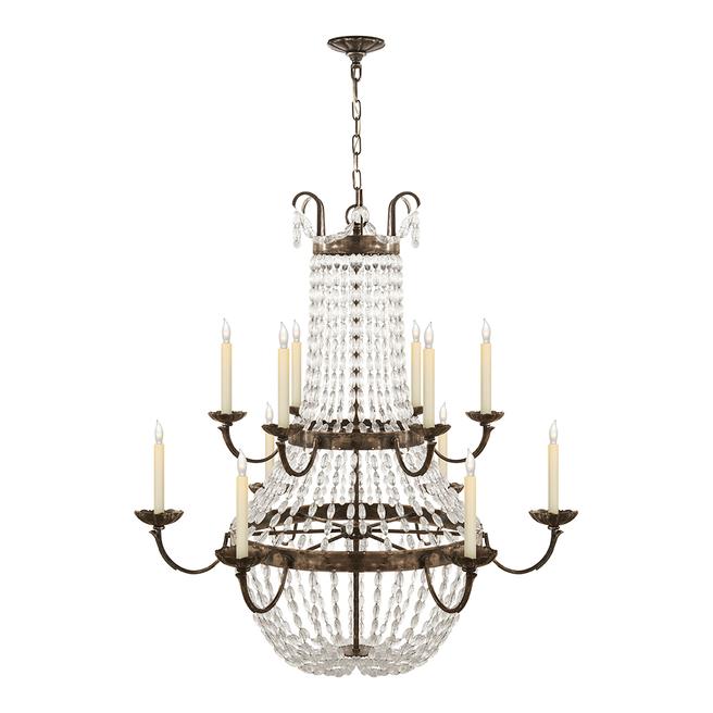 Chapman & Myers for Visual Comfort & Co. Grande Paris Flea Market Chandelier in Sheffield Silver with Seeded Glass