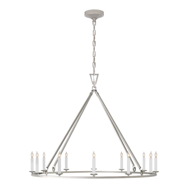 Chapman & Myers for Visual Comfort & Co. Darlana Large Single Ring Chandelier in Polished Nickel