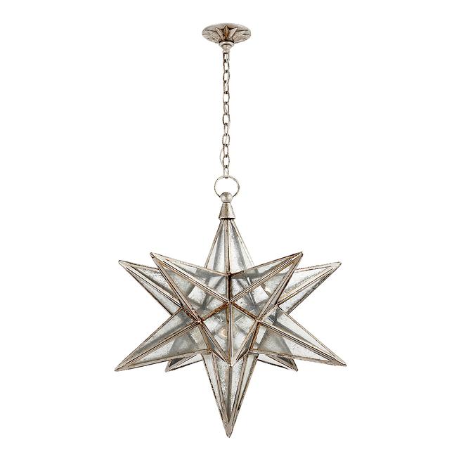 Chapman & Myers for Visual Comfort & Co. Moravian Large Star in Burnished Silver Leaf with Antique Mirror