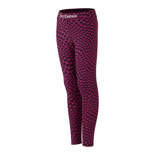 Juicy Couture Girl's Pink/Black Warped Printed cotton Leggings