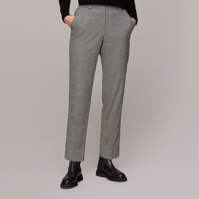 WHISTLES Grey Lucie Check Cigarette Trousers
