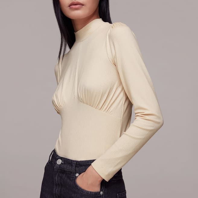 WHISTLES Nude Gathered Bust Top 
