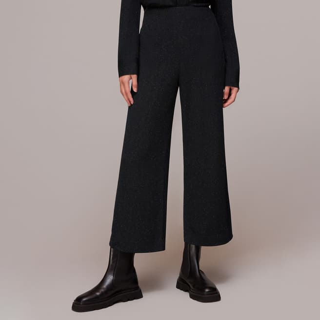 WHISTLES Black Sparkle Cropped Trousers