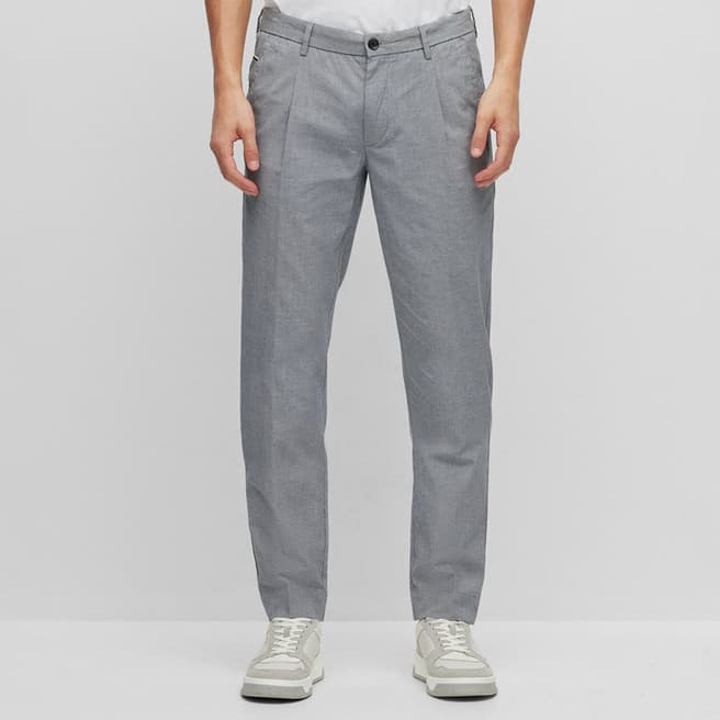 BOSS Grey Kaito Cotton Blend Trousers