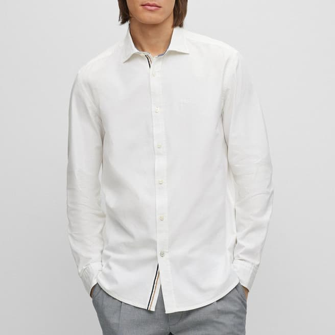 BOSS White Leo Cotton Shirt