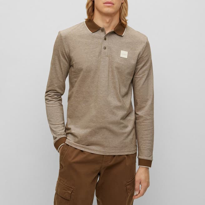 BOSS Brown Peoxfordlong cotton Polo Shirt