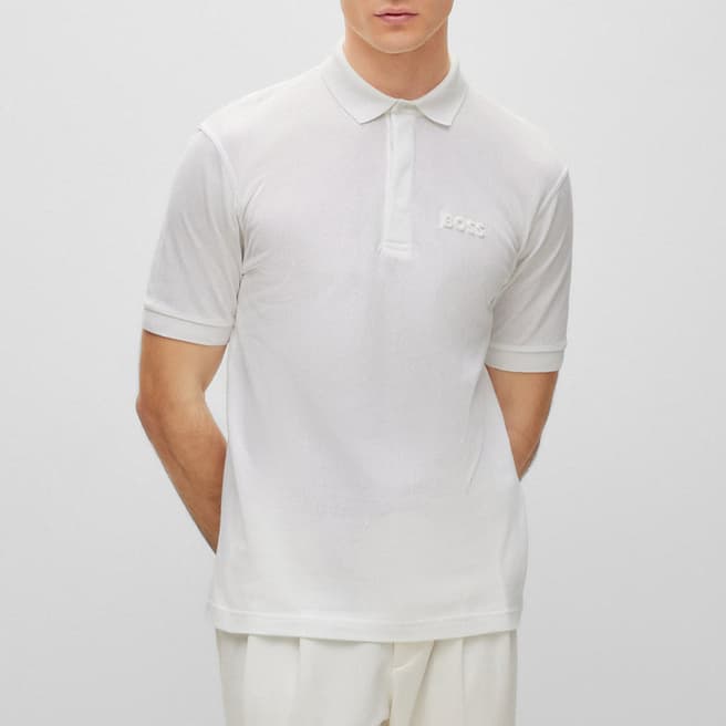 BOSS White Piocomfort cotton Polo Shirt