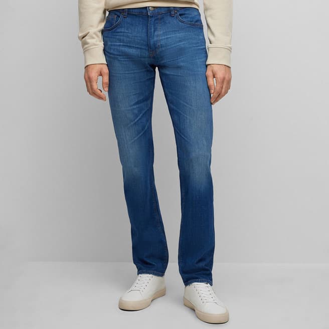 BOSS Mid Blue Maine Regular Stretch Cotton Jeans