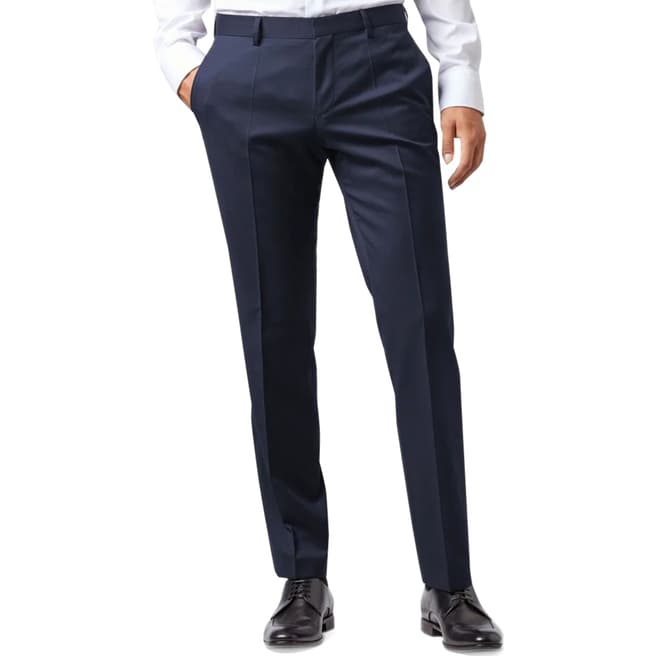 BOSS Navy Grey Gibson Wool Blend Suit Trousers