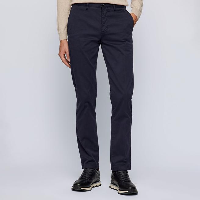 BOSS Dark Blue Crigan Stretch Cotton Chinos