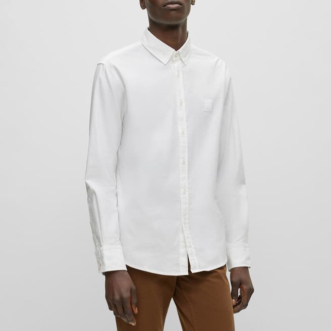 BOSS White Mabsoot Stretch Cotton Shirt