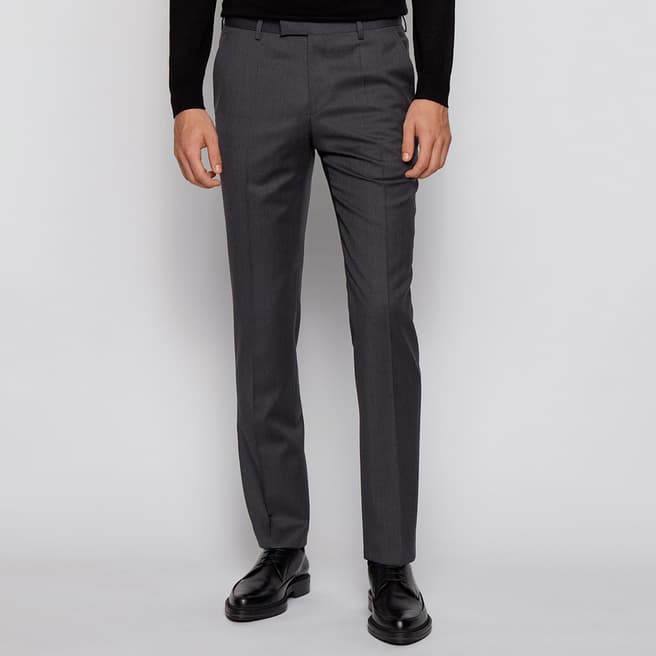 BOSS Dark Grey Lenon Wool Suit Trousers