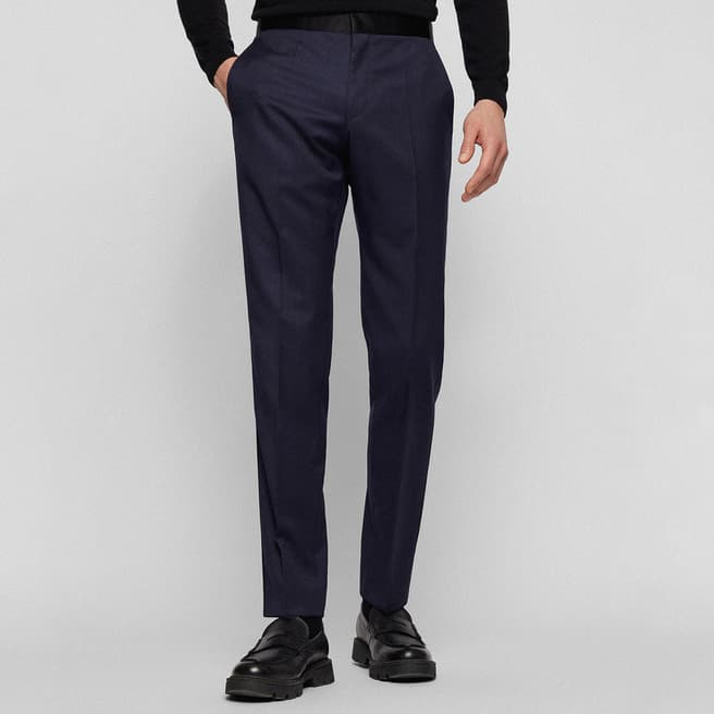 BOSS Dark Blue Gilan Wool Suit Trousers
