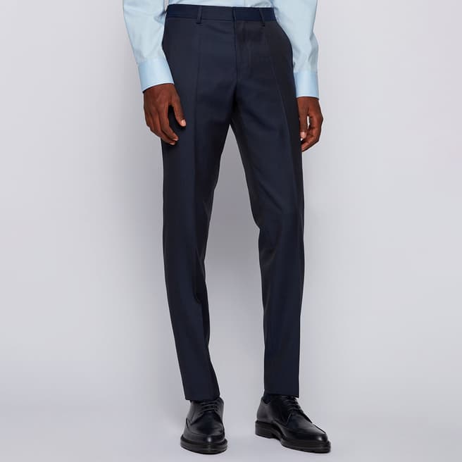 BOSS Dark Blue Genius Wool Suit Trousers