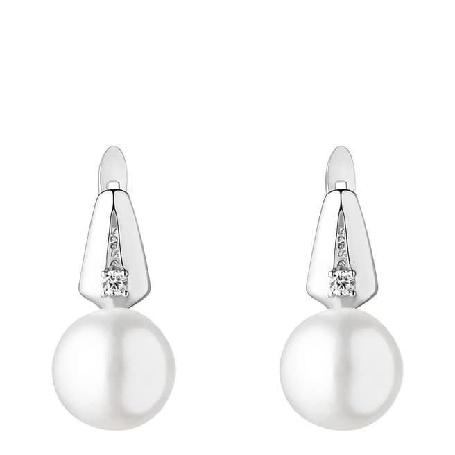 Mia Bellucci White Sterling Silver Freshwater Pearl Earrings