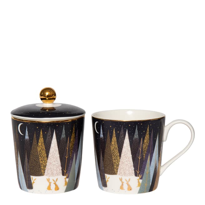 Sara Miller Frosted Pines Mug & Candle Gift Set