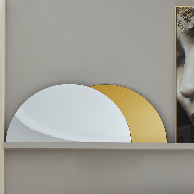 The Libra Company Half Moon Golden Wall Mirror 90x5cm