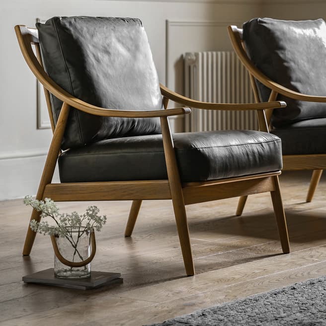 Gallery Living Austell Armchair, Antique Ebony Leather