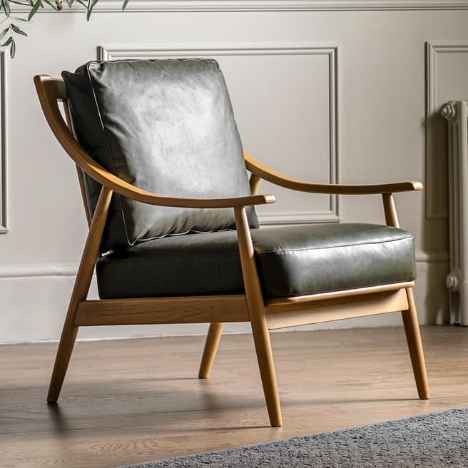 Gallery Living Austell Armchair, Green Leather