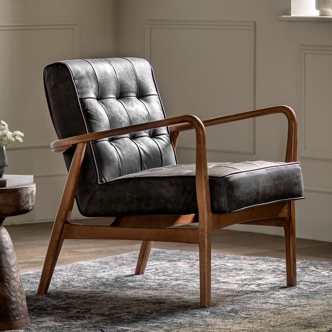 Gallery Living Dunstable Armchair, Antique Ebony Leather