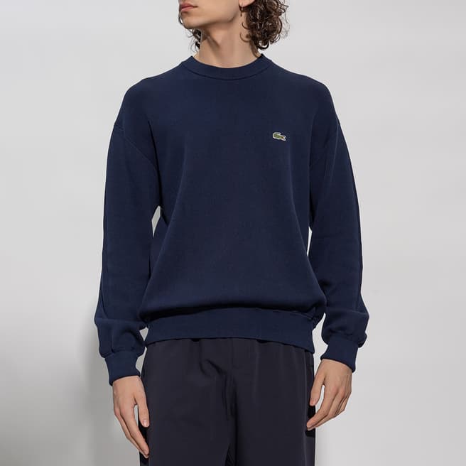 Lacoste Navy Embroidered Logo Cotton Jumper
