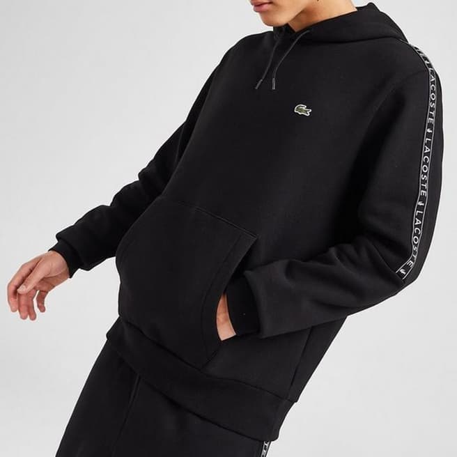 Lacoste Black Branded Taping Cotton Hoodie