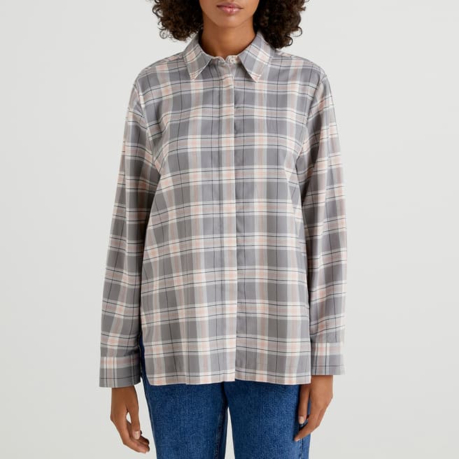 United Colors of Benetton Grey Cotton Check Shirt