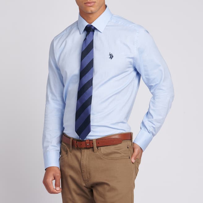 U.S. Polo Assn. Blue Textured Cotton Shirt