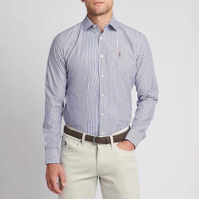 U.S. Polo Assn. Navy Striped Poplin Cotton Shirt