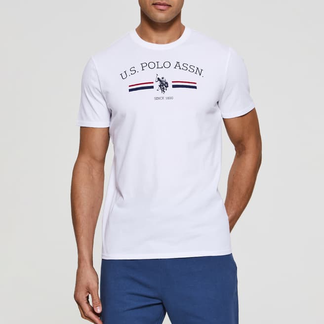U.S. Polo Assn. White Stripe Rider Cotton T-Shirt