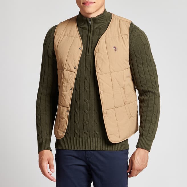 U.S. Polo Assn. Camel Quilted Gilet