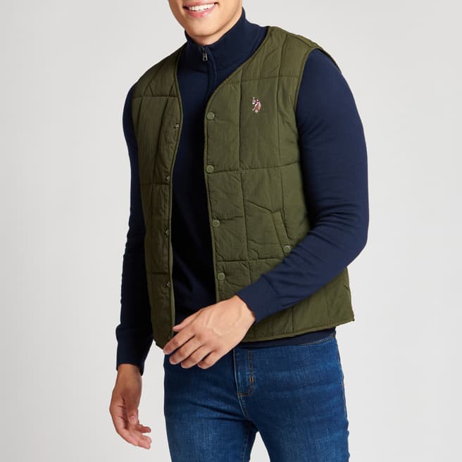 U.S. Polo Assn. Green Quilted Gilet