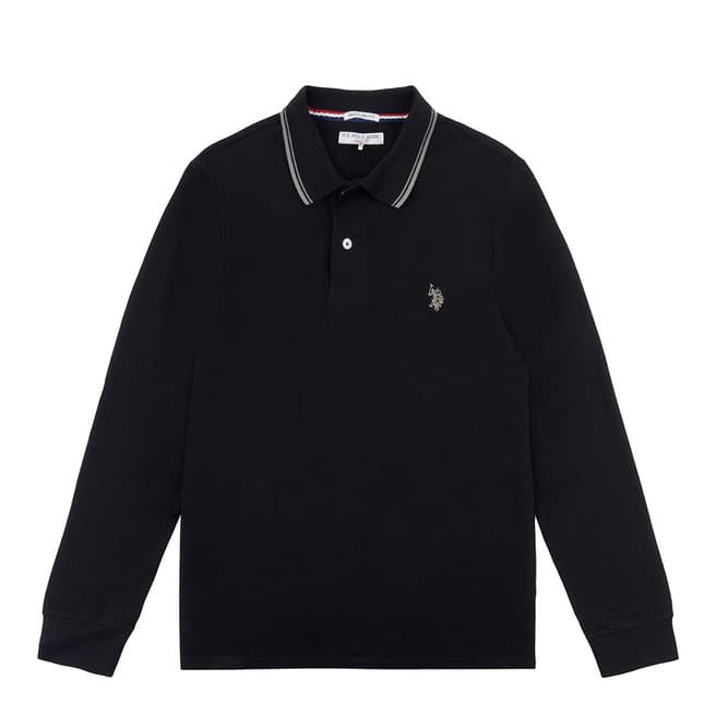 U.S. Polo Assn. Black Tipped Pique Cotton Polo Shirt