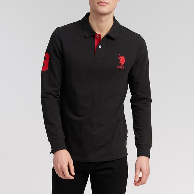 U.S. Polo Assn. Black Long Sleeve Cotton Polo Shirt