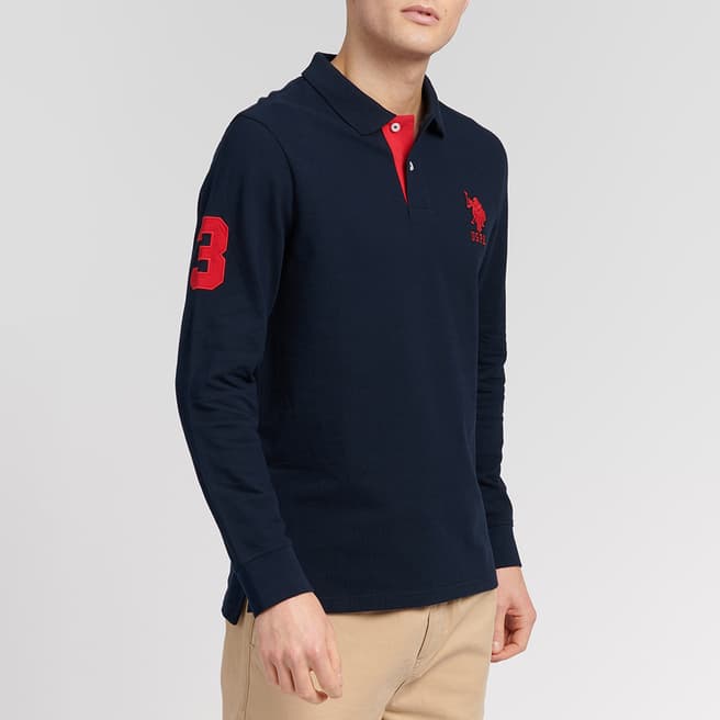 U.S. Polo Assn. Navy Long Sleeve Cotton Polo Shirt